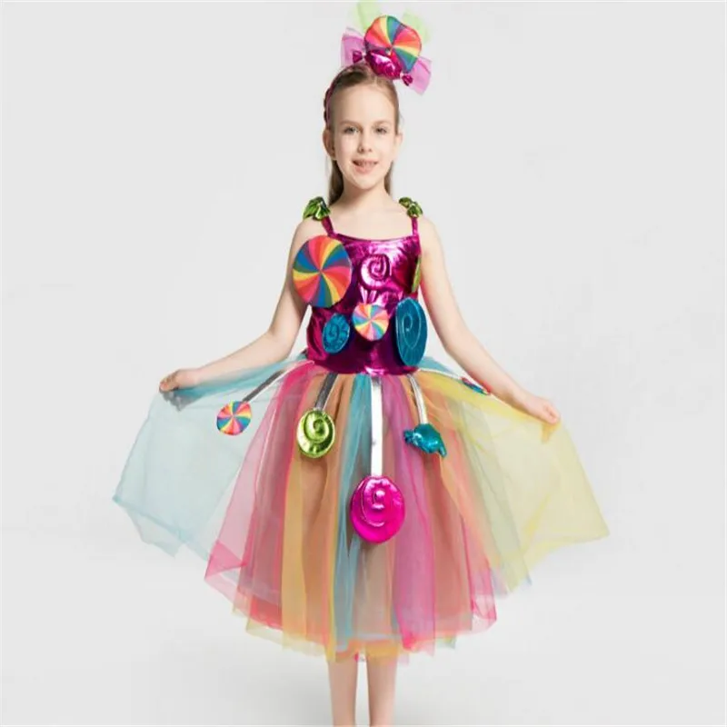 Детский маскарадный костюм для Хэллоуина юбка радужных цветов девочек от двух до