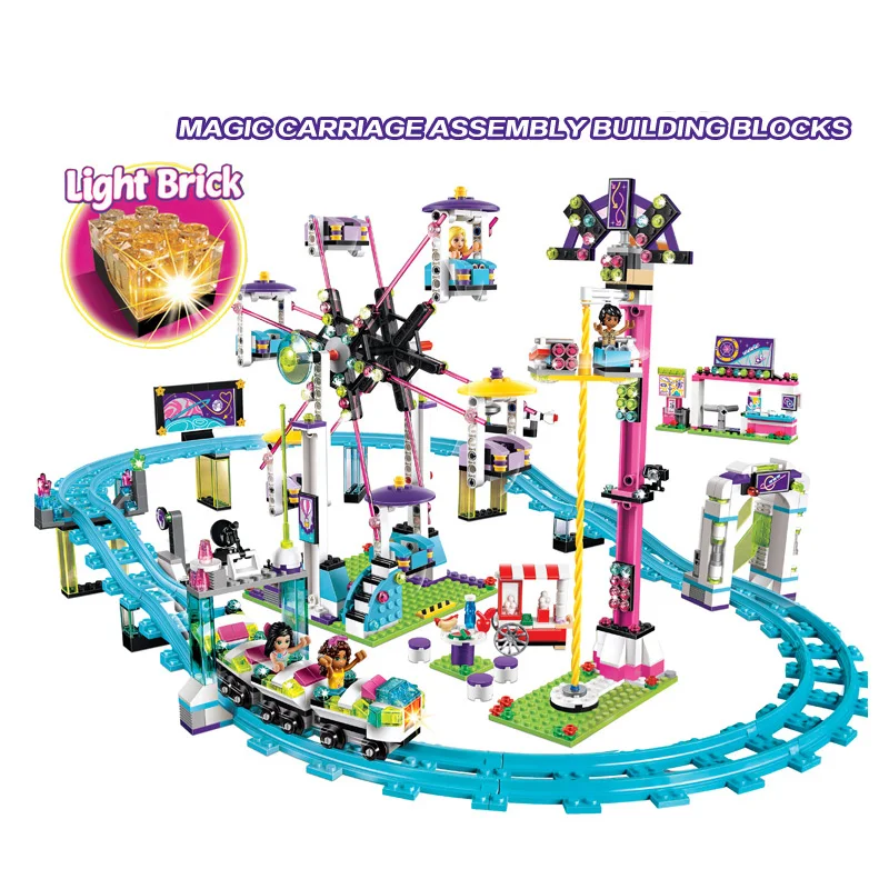 BZDA большие американские горки строительные блоки 1124 шт девушка город парк