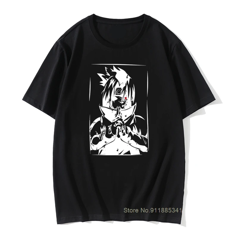 

Men's T Shirts Sharingan Sasuke Uchiha T-shirts Vintage Cartoon Anime Tshirt Group Short Sleeve Tops Tees Crewneck Pure Cotton