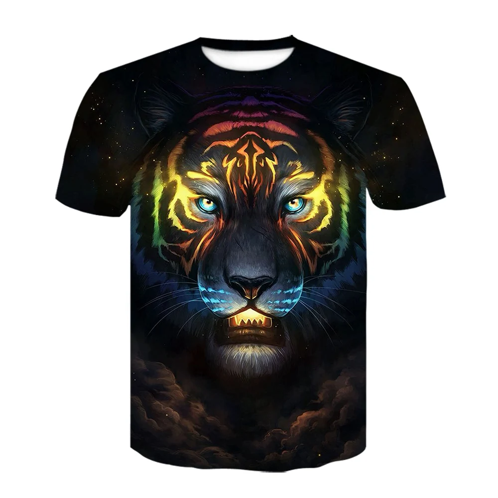 

Harajuku Men's Summer T shirt Animal t shirt 3D Printing Fox Short Sleeve White Basic Simple Tops Daily Commuter Clothing