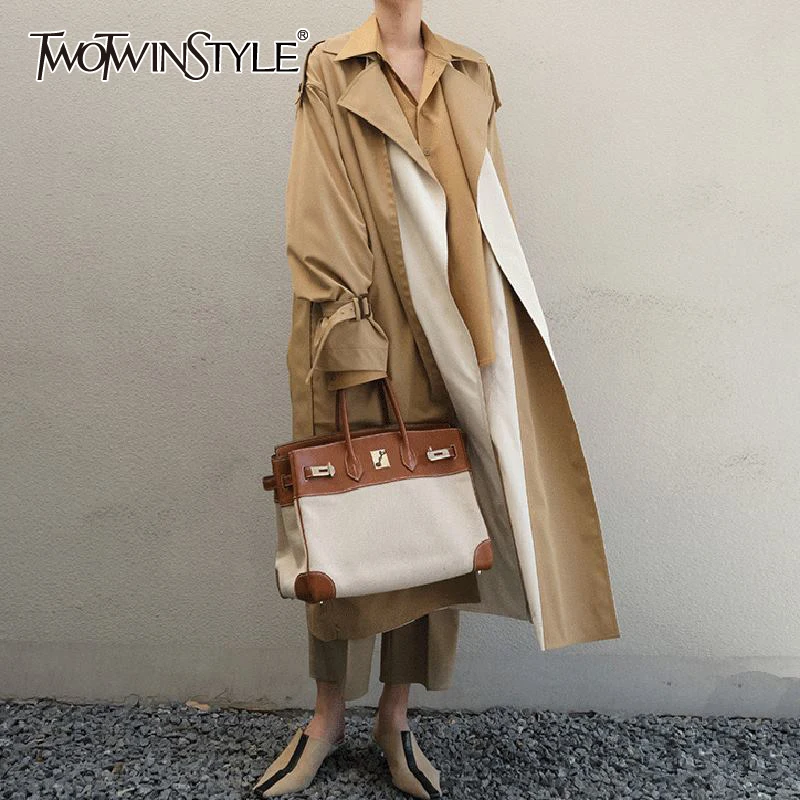 

TWOTWINSTYLE, минималистичное, цветное, женское, осеннее пальто, с отворотом, с длинным рукавом, в стиле пэчворк, прямое, длинное, женское, 2021, модно...