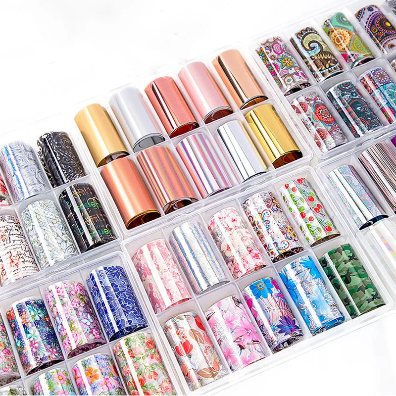 

10Pcs/Box Transfer Starry Sky Paper Nail Art Sticker Multi-Designs Nail Decal Holographic Nail Foils Gel Tips Manicure Art DIY