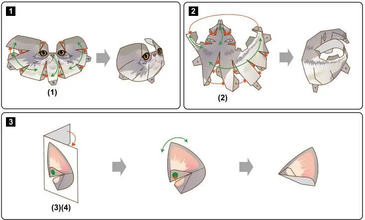 Бумажная 3D модель короткого кота сделай сам мультяшная трехмерная бумажная