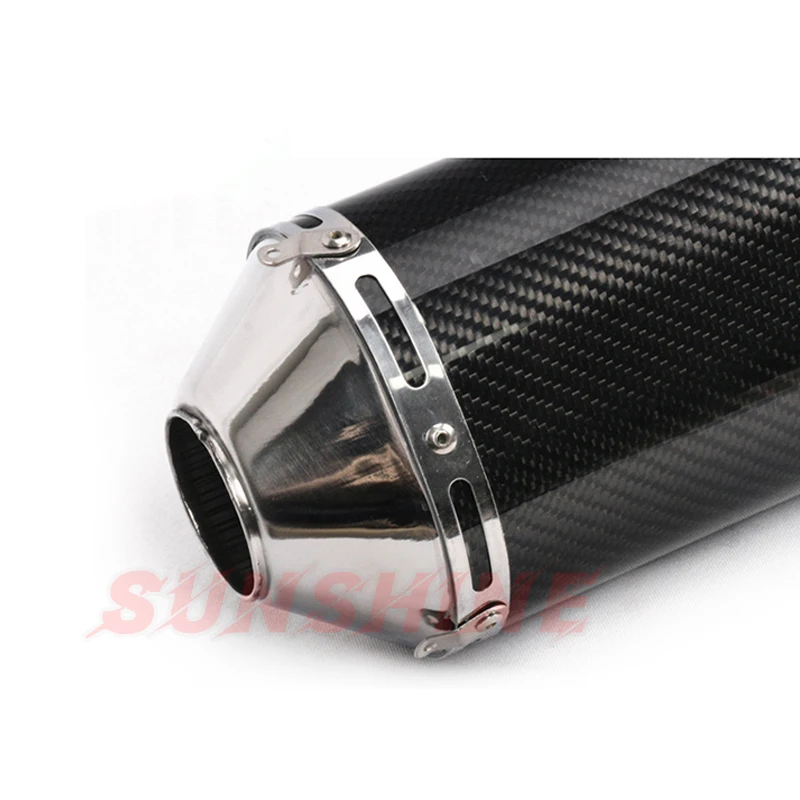 Echappement Escape Moto Universal Motorcycle Exhaust Pitbike Carbon Fiber Muffler Pipe For gsr 400 CBR600F MT07 MT09 NK400 ATV | Автомобили
