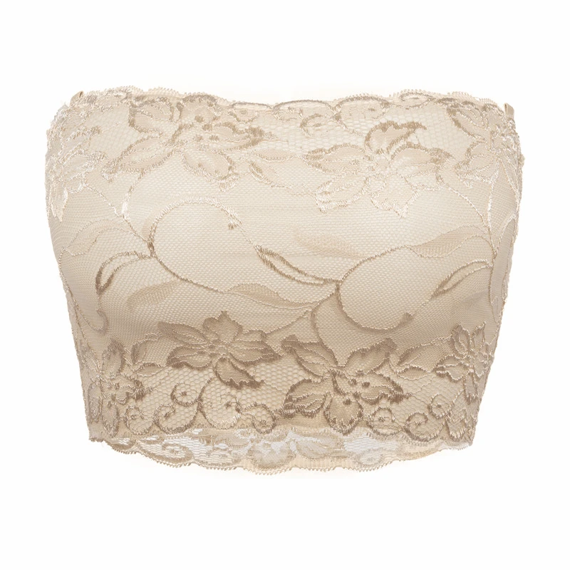 Женский кружевной Топ без бретелек сексуальный бюстгальтер укороченные топы