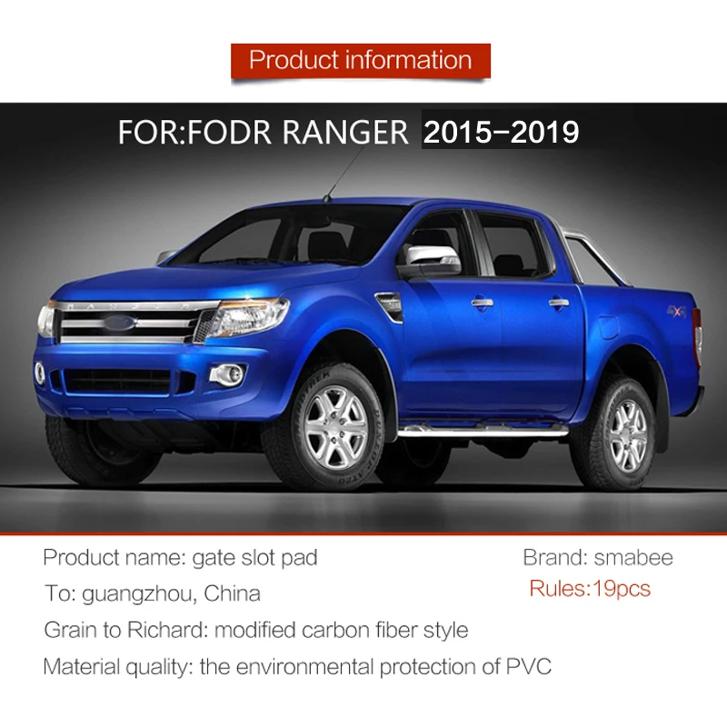

ZUNDUO Anti-Slip Gate Slot Cup Pad For Ford RANGER 2012 - 2021 Accessories Door Mat Non-Slip Mats Rubber Coaster Car Sticker