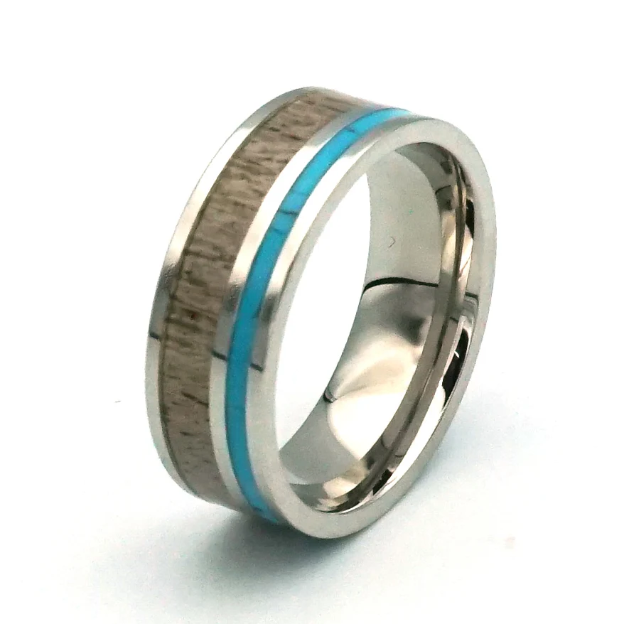 

Кольцо из нержавеющей стали с инкрустацией, 6 мм