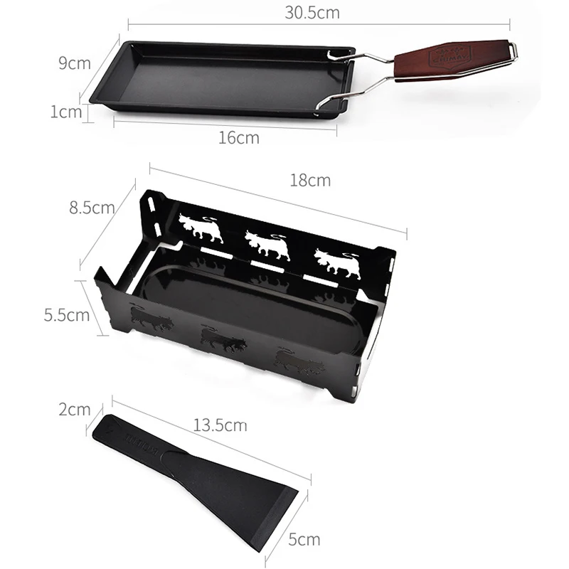 Mini Tea Light Cheese Raclette Set With Spatula &amp 3 Tealights-Foldable-Non-Stick-Fondue Kitchen Accessories Cooking Tools | Дом и сад