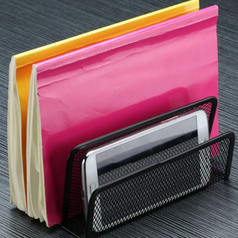 

Small Desk Mail Organizer Black Mesh File Letter Holder with 3 Compartments Drawer Metal Mesh Desktop Storage for Home