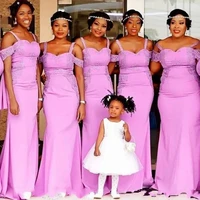 african mermaid bridesmaid dresses western country weddings garden maid of honor gowns sexy spaghetti strap maid of honor