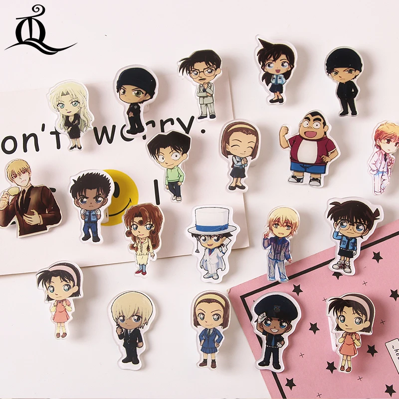 Рубашка в стиле детектива Конана 1 шт. рубашка Милая брошка мультфильм акриловый