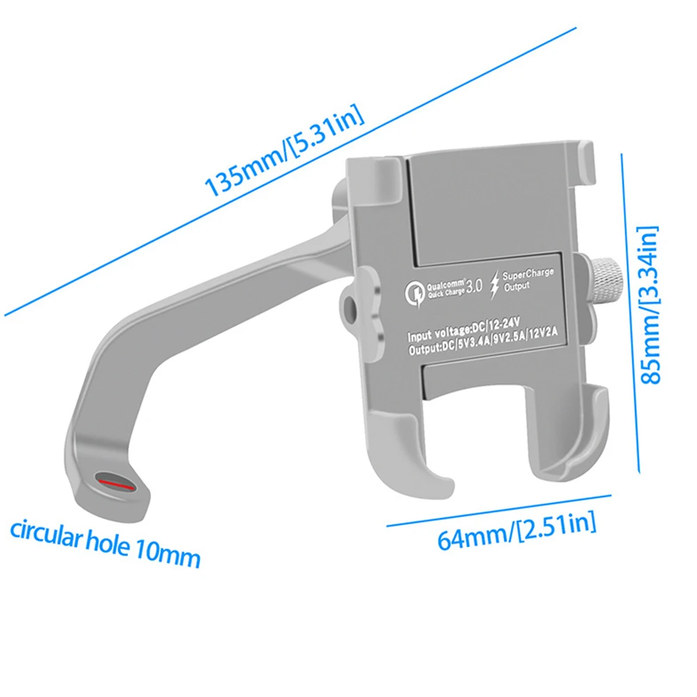 

1PC Bicycle Mount Phone Holder Cradle Stand Aluminum Alloy Universal Clamp for Bike Motorcycle (Silver, Rearview Mirror Style)