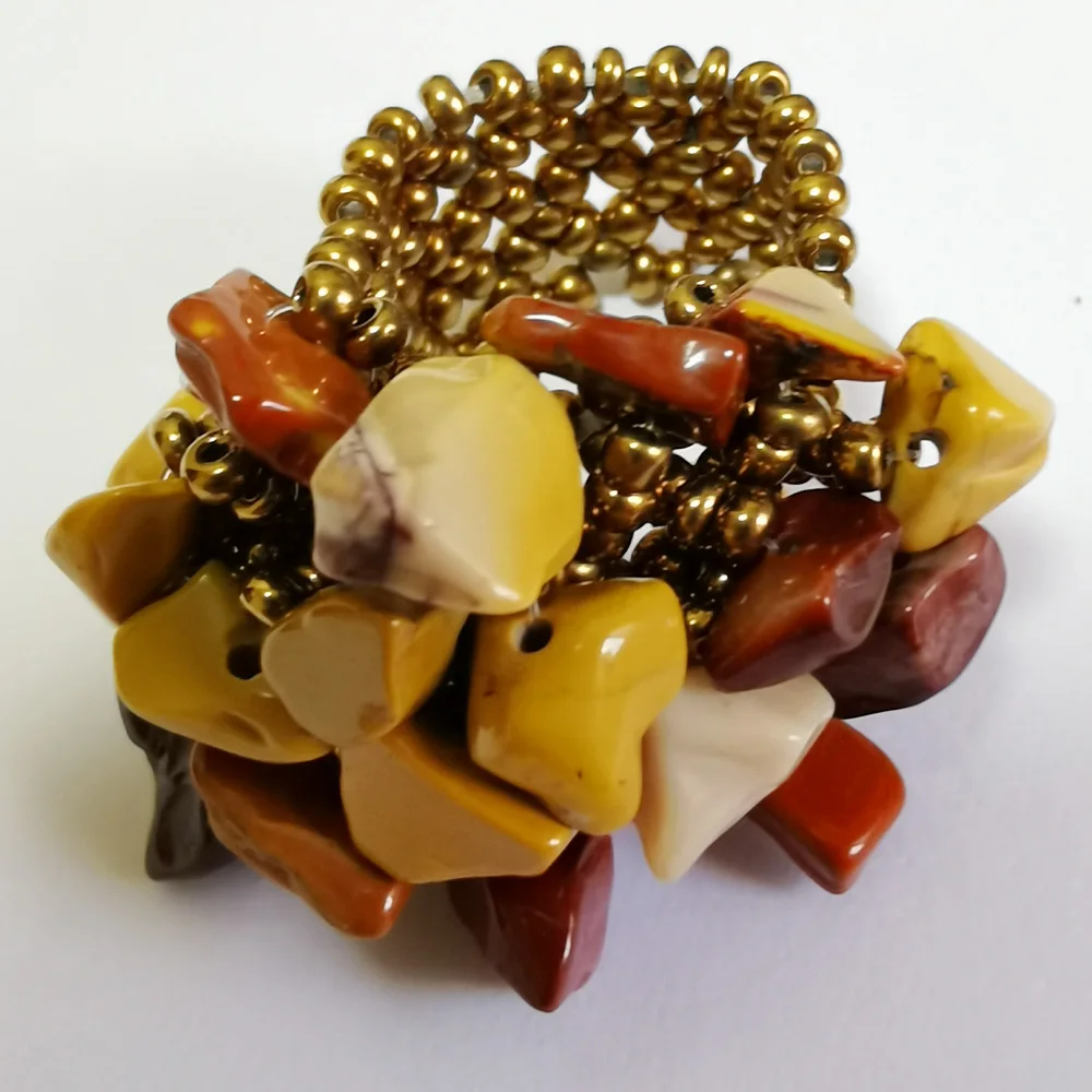 Mookaite камень бисера палец кольцо стрейч размер 8 9 ювелирные изделия для женщин