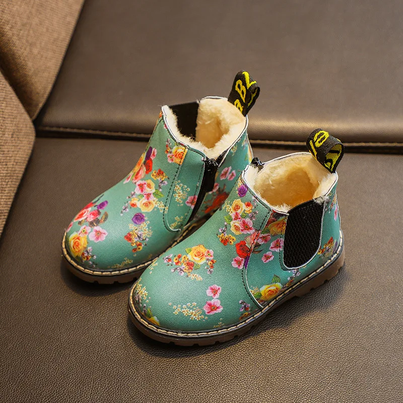 

New Children Chelsea Boots Fashion Brand Kids Boys Winter Snow Boots Fur Warm Leather Toddler Girl Martin Boots Casual Shoes