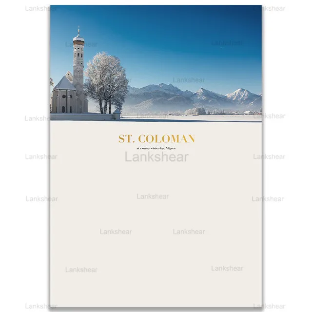 

Nordic Wall Art Canvas Painting Snow White Hill Lake Winter House Grass Posters Prints Pictures for Living Room Home Decoration
