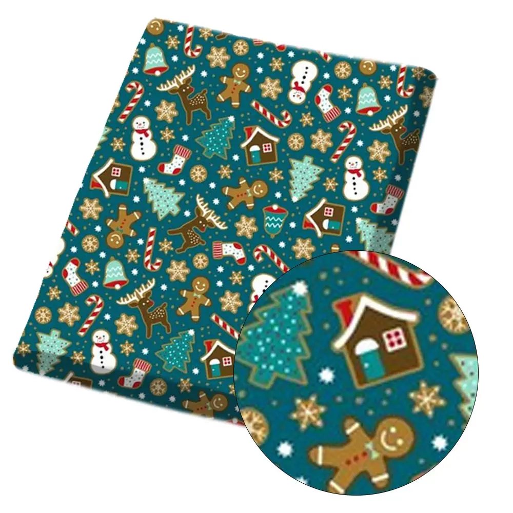 Ткань IBOWS из полиэстера и хлопка для празднования Рождества тканевая ткань с