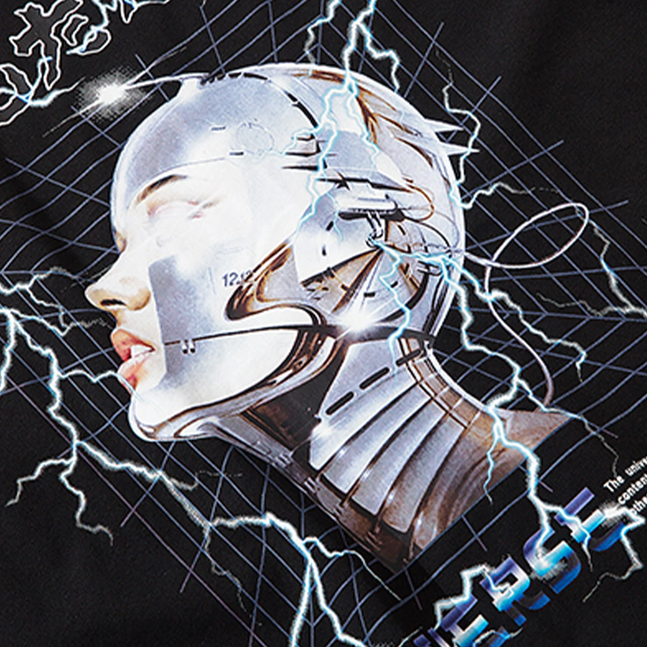 

Men Hip Hop T-Shirt Streetwear Lightning Female Robot Print Harajuku Tshirt 2021 Summer Cotton Tops Tee Loose Short Sleeve Shirt