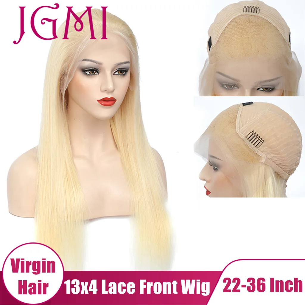 Фото Прямые волосы JGMI 613 Медово Светлые натуральные человеческие 13x4 фронтальные