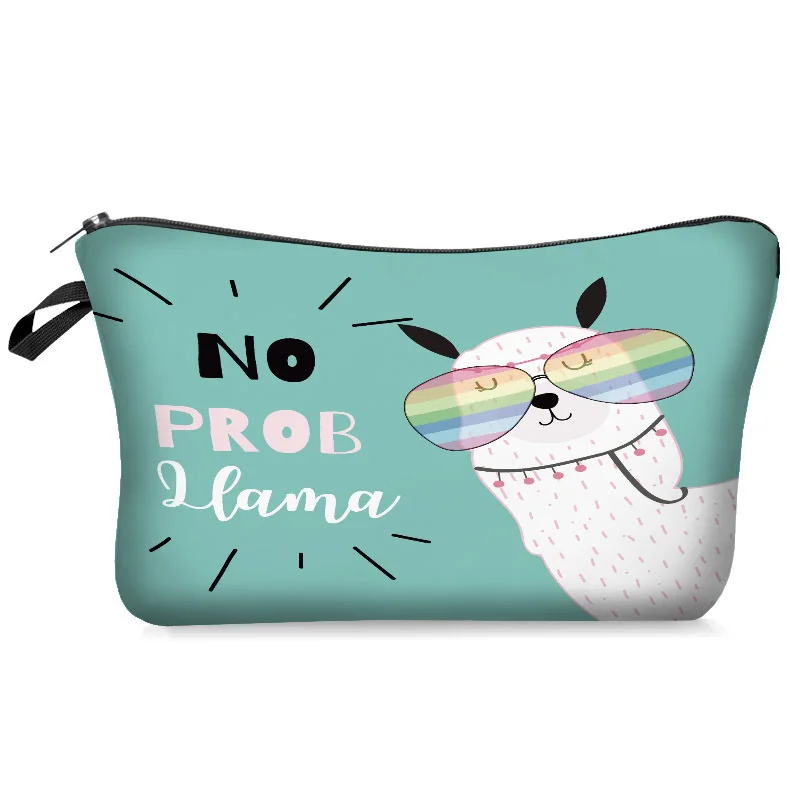 Cute Llama Makeup Bags Women Cosmetic Bag With Multicolor Pattern 3D Printing neceser Cosmetics Pouchs For Travel make up bag | Багаж и