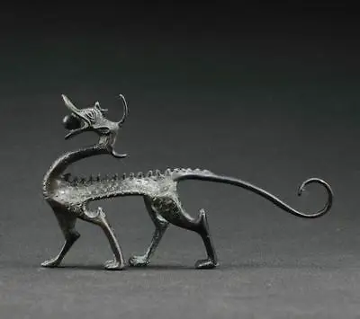

14cm Rare COLLECTIBLES OLD DECORATED HANDWORK BRONZE CARVING DRAGON WONDERFUL STATUE
