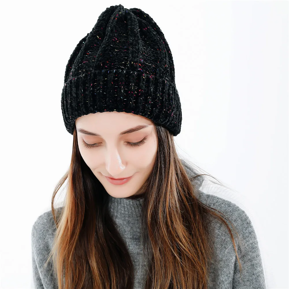 Осенне-зимняя корейская мода чистый цвет шерстяной пуловер и шапка женская