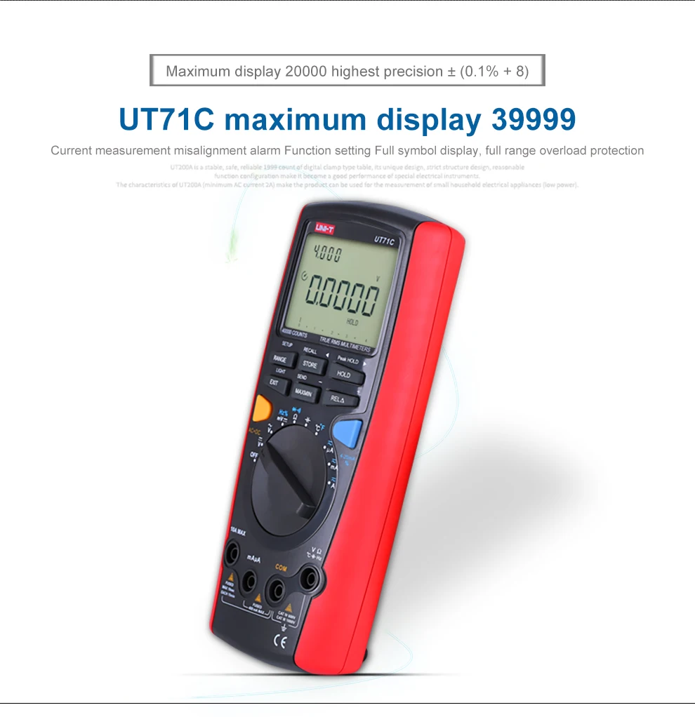 UT71A/71B/71C/71D/71E Средний размер интеллектуальный цифровой мультиметр ЖК-дисплей Профессиональный AC DC Автоматический диапазон True RMS непрерывность зуммер
