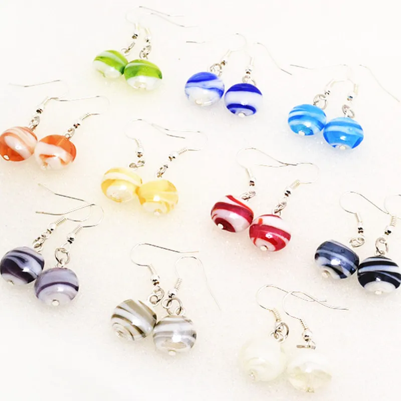 

Yingwu Wholesale 50 Pairs Lot Murano Glass Earrings for Women Lampwork Inspiration Round Dangle Earring Wedding Jewelry Gift