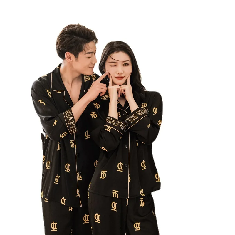 Long Sleeve Pajamas Autumn Trousers Suit Fashion Pyjama Set Large Size Nightwear Home Service House Nightdress Costume Outfit