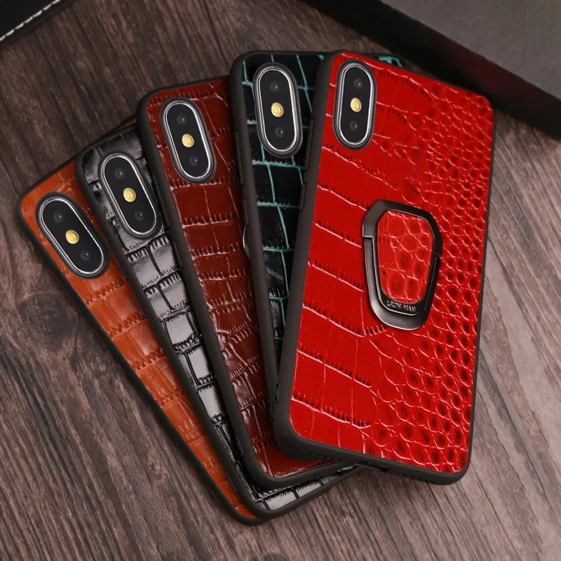 

Luxury Cowhide Phone Case For iPhone 6 6s 7 8 Plus 11 Pro X Xr Xs Max Case Crocodile Texture Car bracket For 6p 6sp 7p 8p Case
