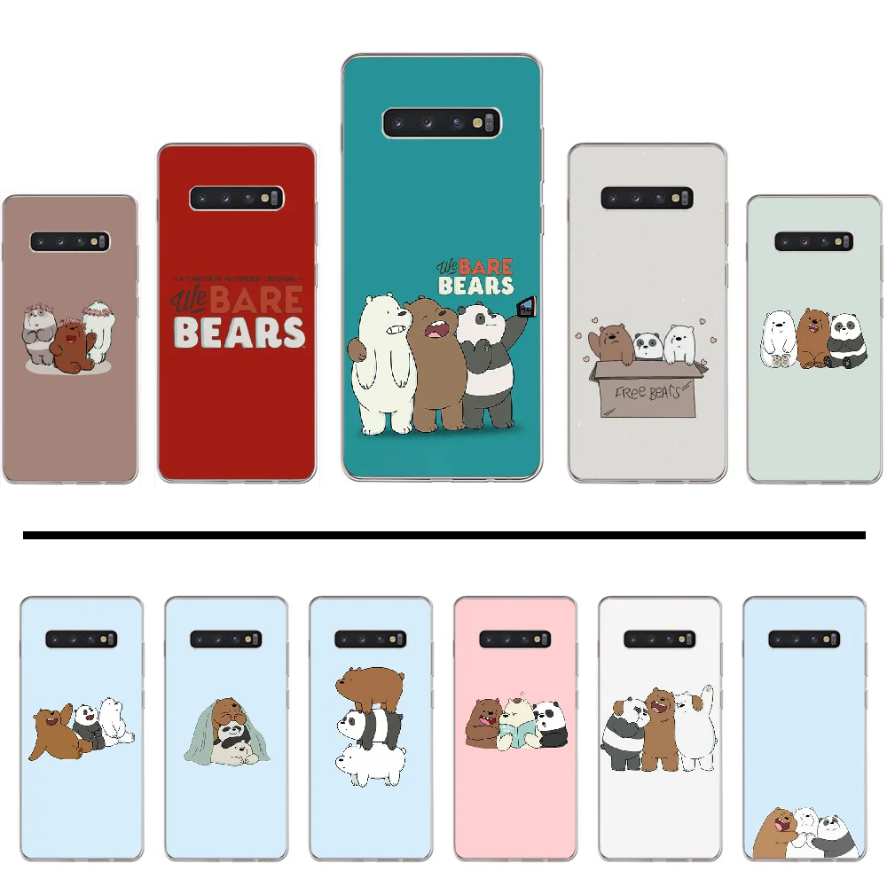 Милый чехол с медведями черный мягкий для телефона Samsung Galaxy S5 S6 S7 S8 S9 S10 S10e S20 edge plus