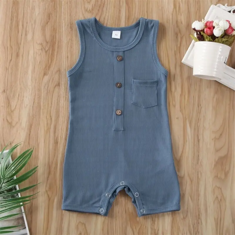 Новый брендовый летний хлопковый комбинезон для новорожденных мальчиков и
