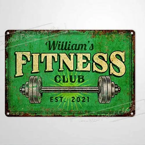 

Fitness Retro Metal Tin Sign Gym Aluminum Sign Wall Decor Fitness Club Workout Custom Sign Home Bar Pub Poster 12 X 8 Inches
