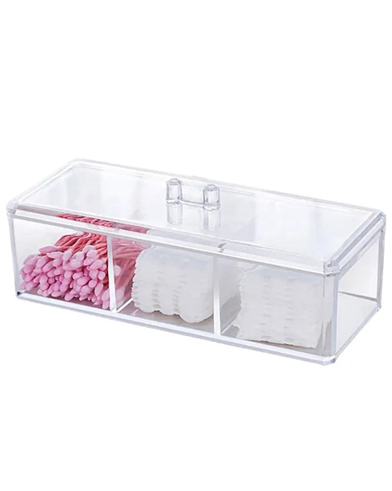 Qtips ватные шарики держатель для макияжа с крышкой акриловый Органайзер 3 секции