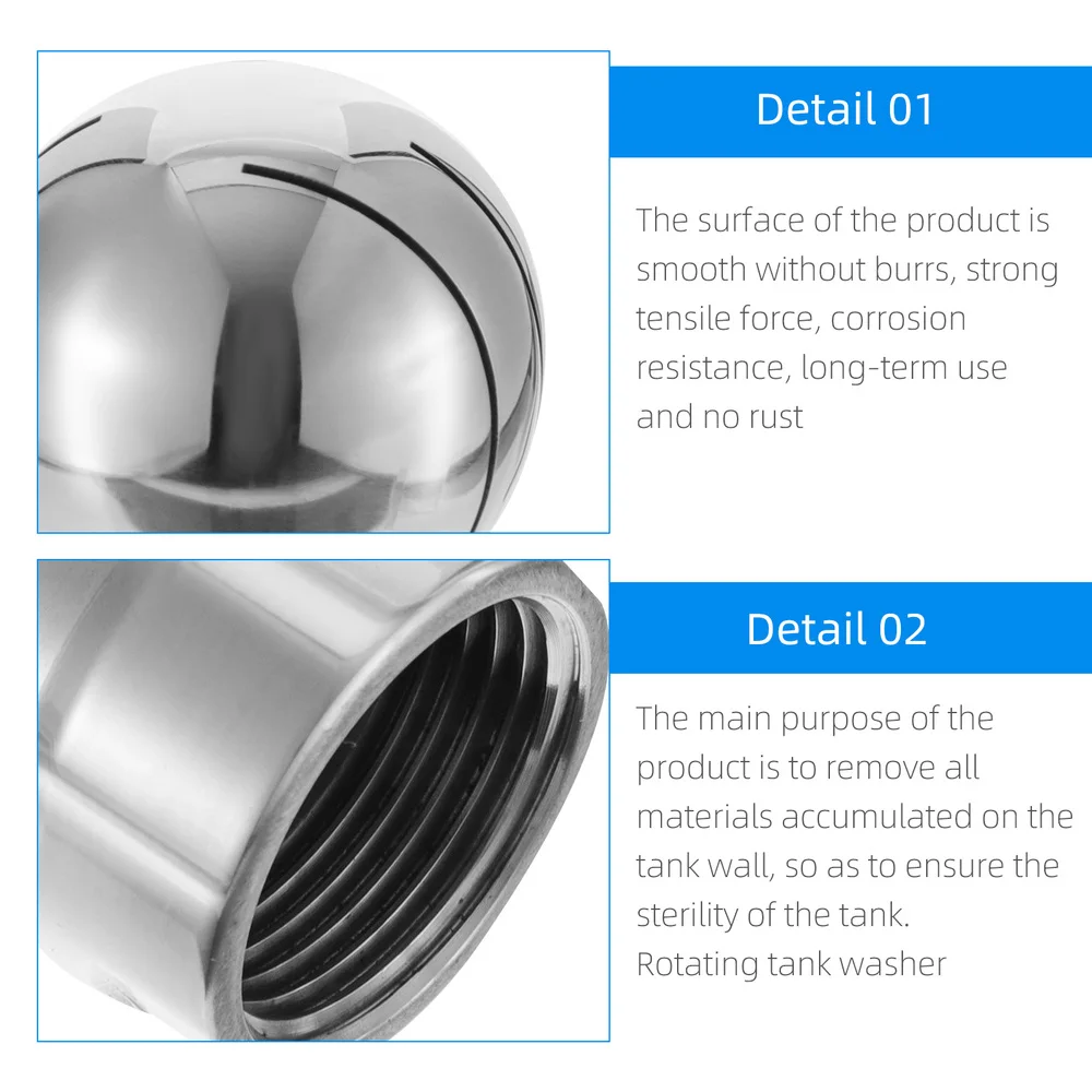 

1pc Durable Stainless Steel Tank Washing Spray 360 Rotating Tool (Silver)