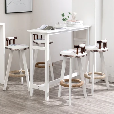 

Home Bar Chair Backrest High Stool Nordic High Foot Stool Modern Bar Stool Solid Wood Chair Bar Stool Simple Bar Stool