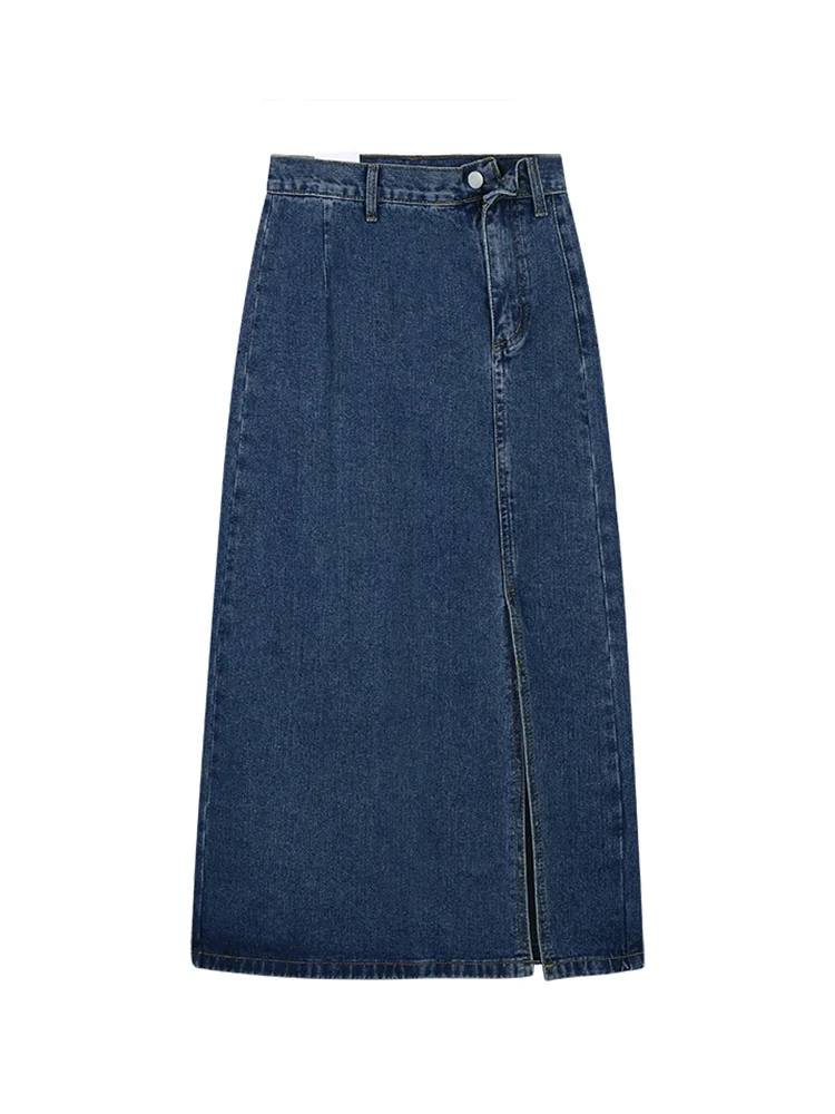 Джинсовая юбка с завышенной талией Женская разрезом новинка весны и осени 2021