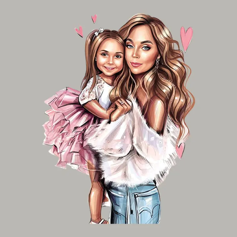 

Angle Girl Mom Iron On Patches Diy Fashion Vinyl Heat Transfer Tops Appliqued Angel Patch Woman Girl T-Shirt Patches