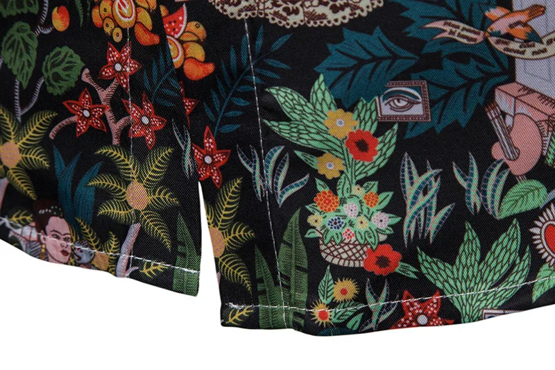 

Vintage Character Print Short Sleeve Shirt Men Camisa Masculina 2019 Brand New Mens Slim Fit Shirts Streetwear Show Prom Shirt