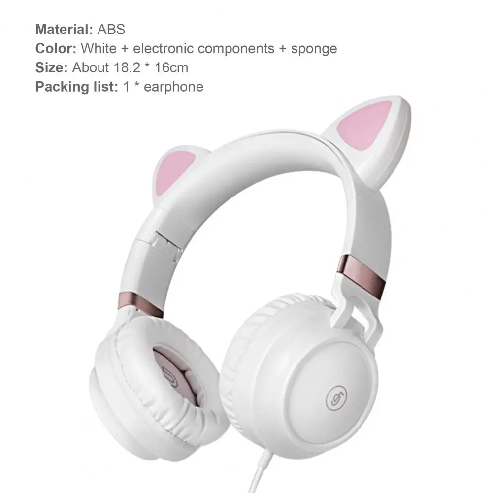 

New Arrival Cute Cat Ears Headphones Wired Gaming Headset 3.5mm AUX Foldable With Mic Best Gift For kids adults