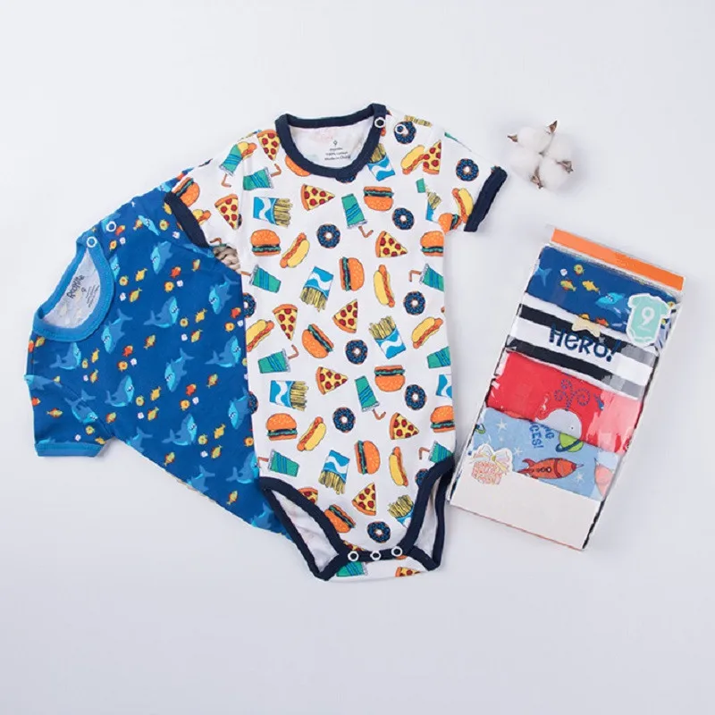 5 шт./лот боди для новорожденных с коротким рукавом детей 0-24 месяцев 100% хлопок |