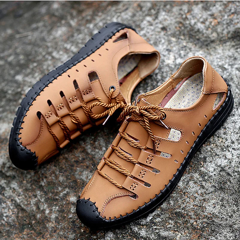 genuine leather Lace Up Hiking Shoes Men Sport Hunting Trekking Shoes Spring Boots Outdoor Climbing Sneaker zapatillas hombre