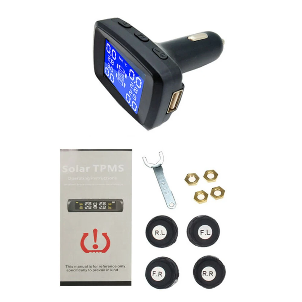 TPMS беспроводной монитор давления в шинах lcd+ 4 внешних датчика+ гайка+ гаечные ключи инструменты