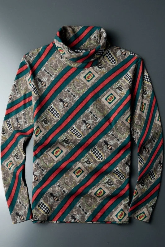 

European and American Style Autumn and Winter High Collar Base Shirt Men 's Plush Thickening Trend Personalized Large Size Long