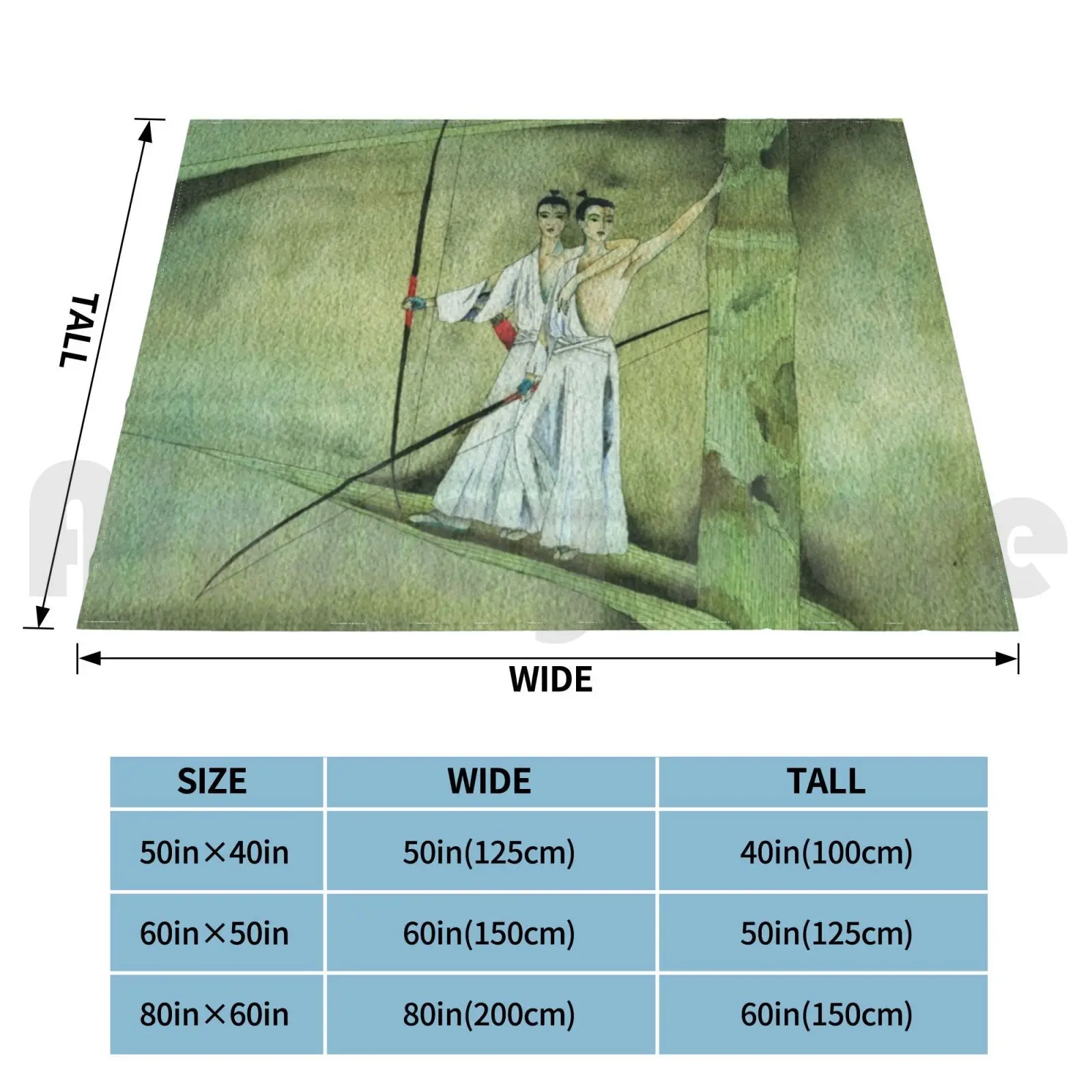 Одеяло Soul Mate для дивана-кровати путешествий Hollywutz Soulmates Almas Gemelas Japan Arc Longbow Hakama Heron