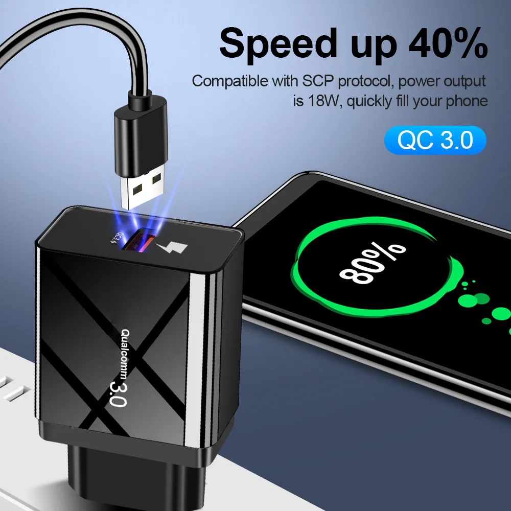 Быстрая зарядка 3 0 USB зарядное устройство EU US QC быстрое для мобильного телефона