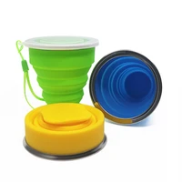 small mini telescopic portable silicone folding cup with dstproof cover outdoor coffee cups children travel drink water copa