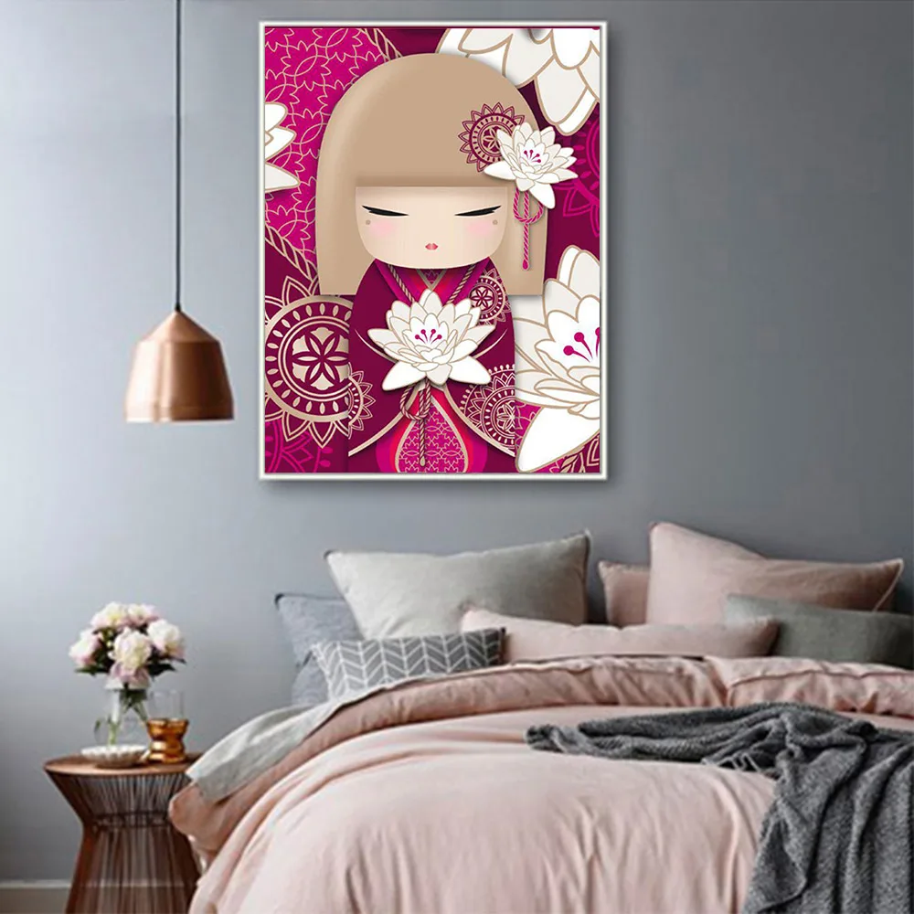 Вырезка японской бумаги мультяшная Кукла Девушка Алмазная Живопись портрет