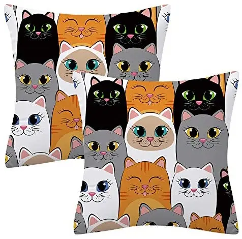 

Decorative Throw Pillow Covers Funny Cats Siamese Kittens Square Cushion Cover Pillowcases Home Decor for Sofa Couch Bed Chair