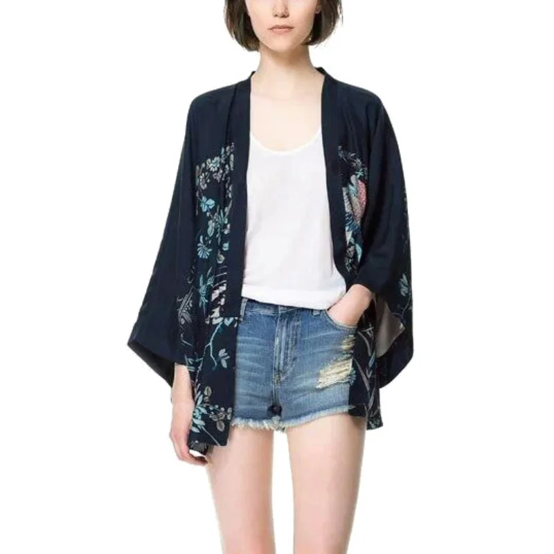 

Fantasia feminina kimono, casaco kimono feminino com estampa phoenix