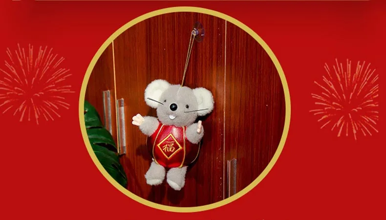 Новогодняя крыса плюшевая игрушка год талисман крысы Мягкая кукла чучела животных одежда фу Новогодние украшения для домашнего праздника